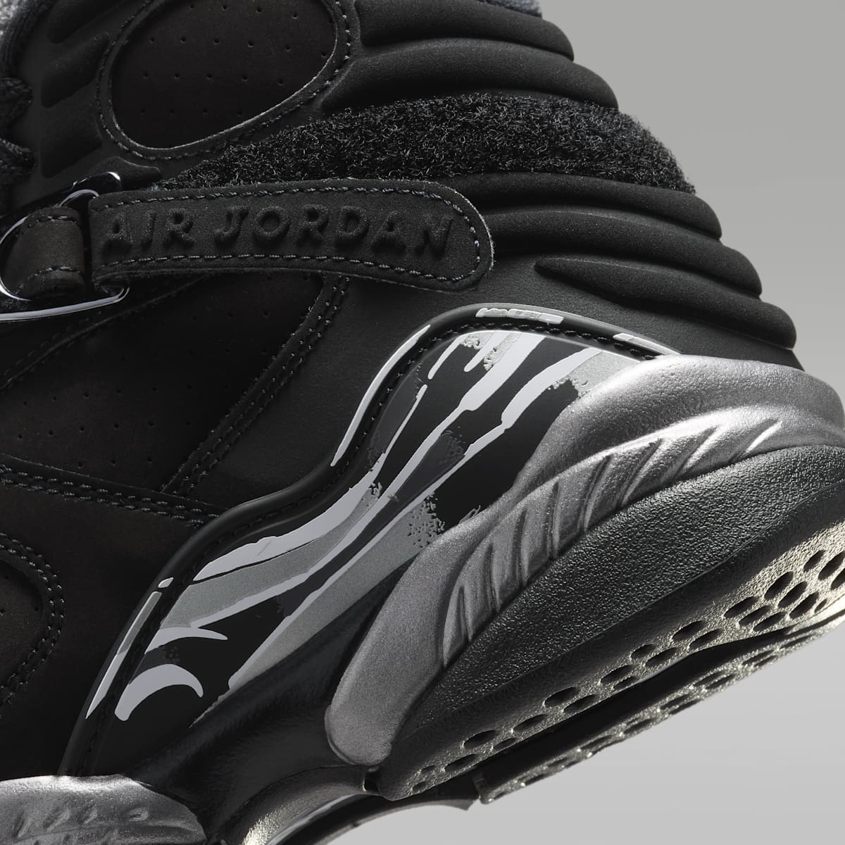 Air Jordan 8 Retro "Chrome" Big Kids' Shoes - Black/Light Graphite/White