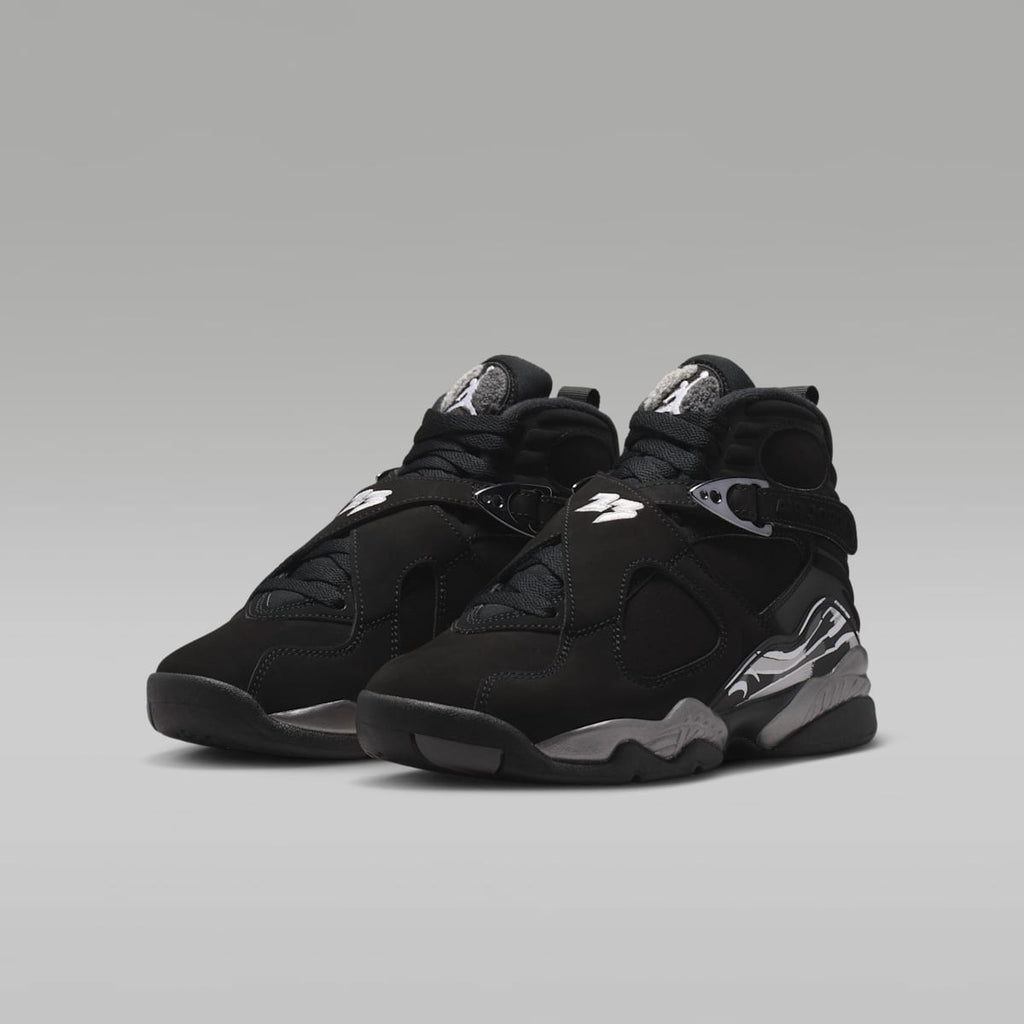 Air Jordan 8 Retro "Chrome" Big Kids' Shoes - Black/Light Graphite/White