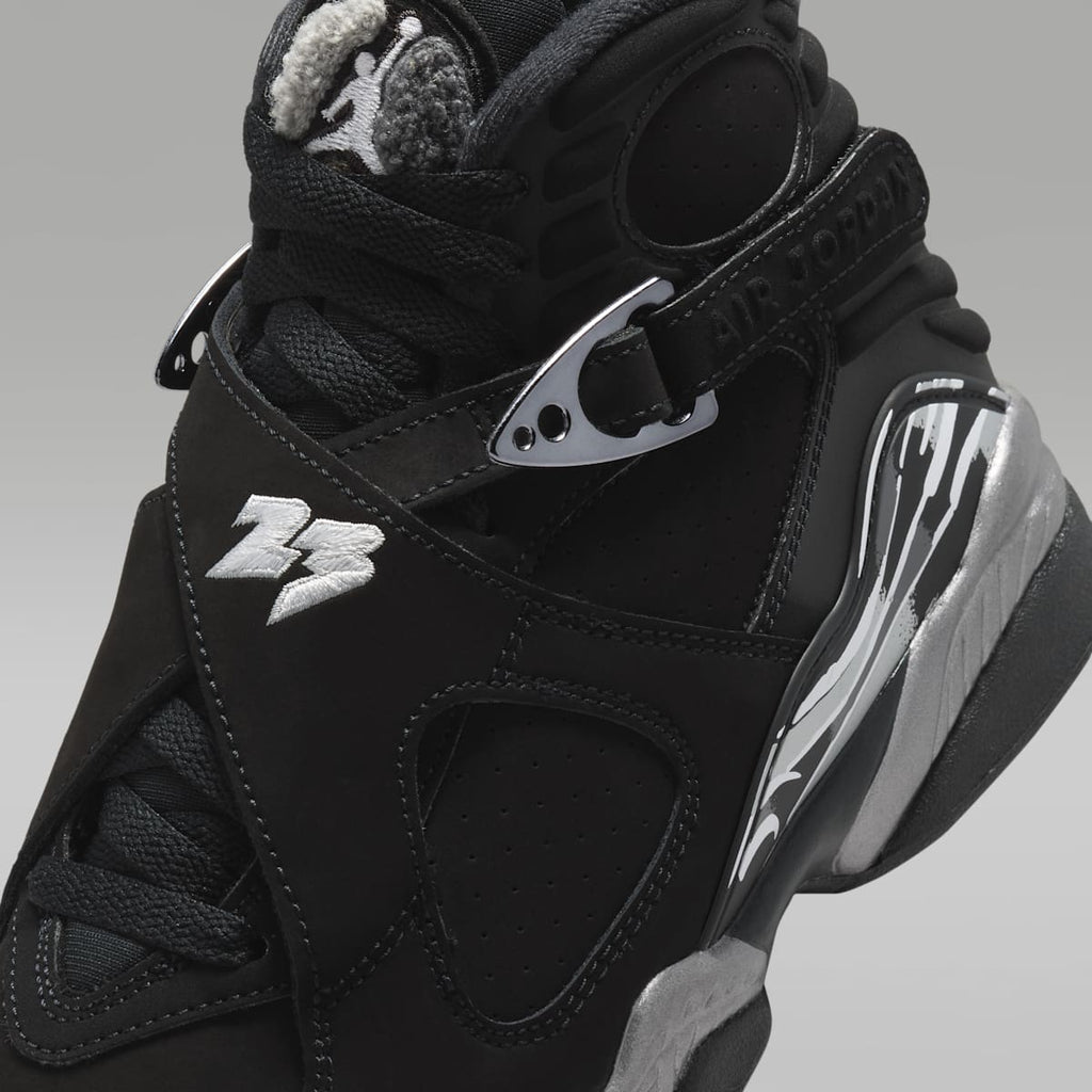 Air Jordan 8 Retro "Chrome" Big Kids' Shoes - Black/Light Graphite/White - Image 7