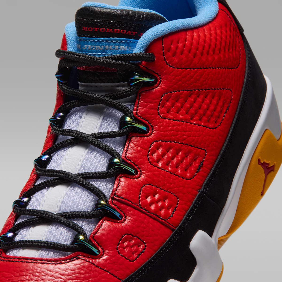 Air Jordan 9 Retro Low Men's Shoes - Black/Deep Royal Blue/White/Challenge Red - Image 7