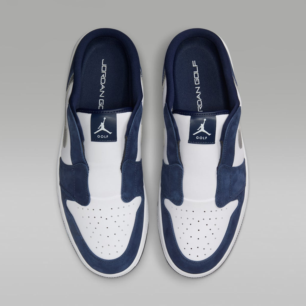 Air Jordan Mule Golf Shoes - White/Midnight Navy/Metallic Silver - Image 4