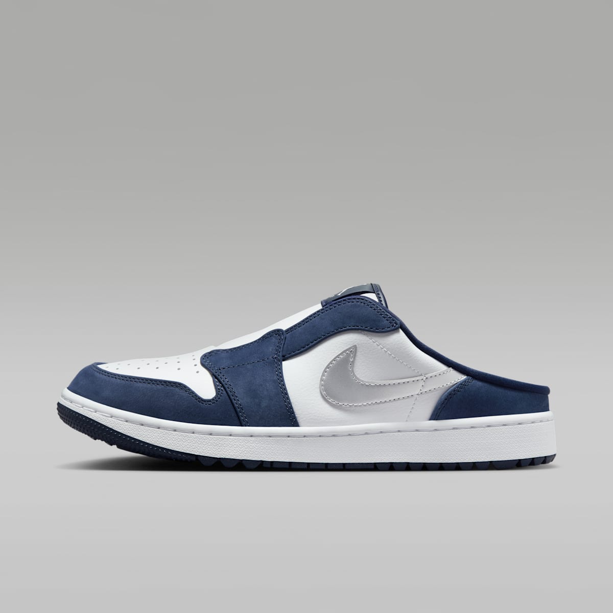 Air Jordan Mule Golf Shoes - White/Midnight Navy/Metallic Silver - Image 1