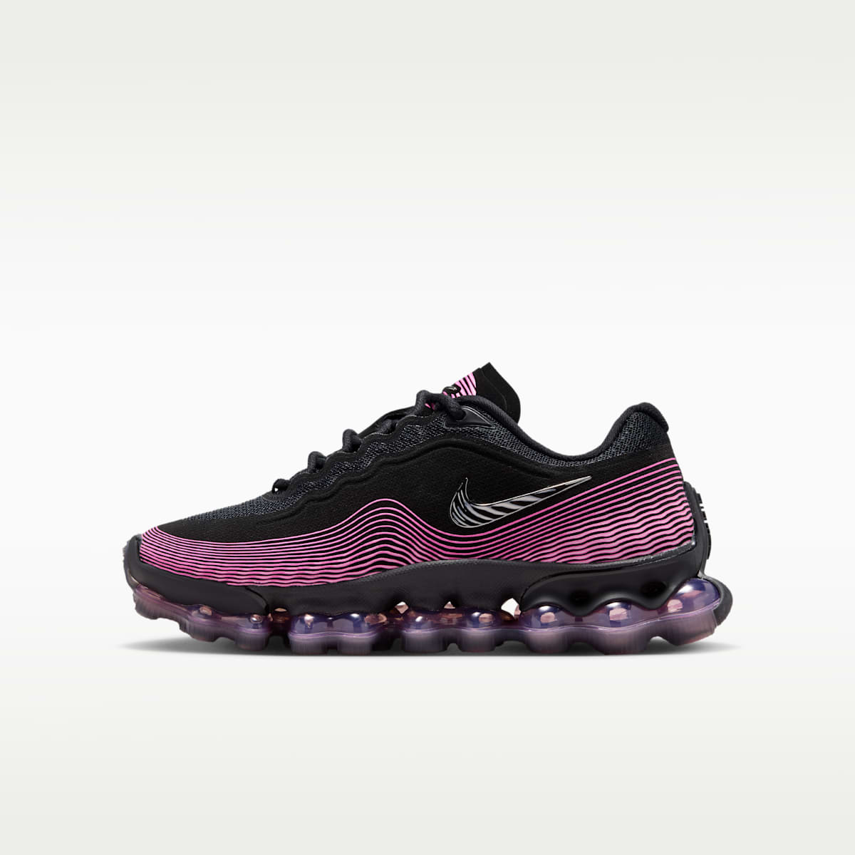 Nike Air Liquid Max Big Kids' Shoes - Black/Playful Pink/Pink Rise/Metallic Silver - Image 1