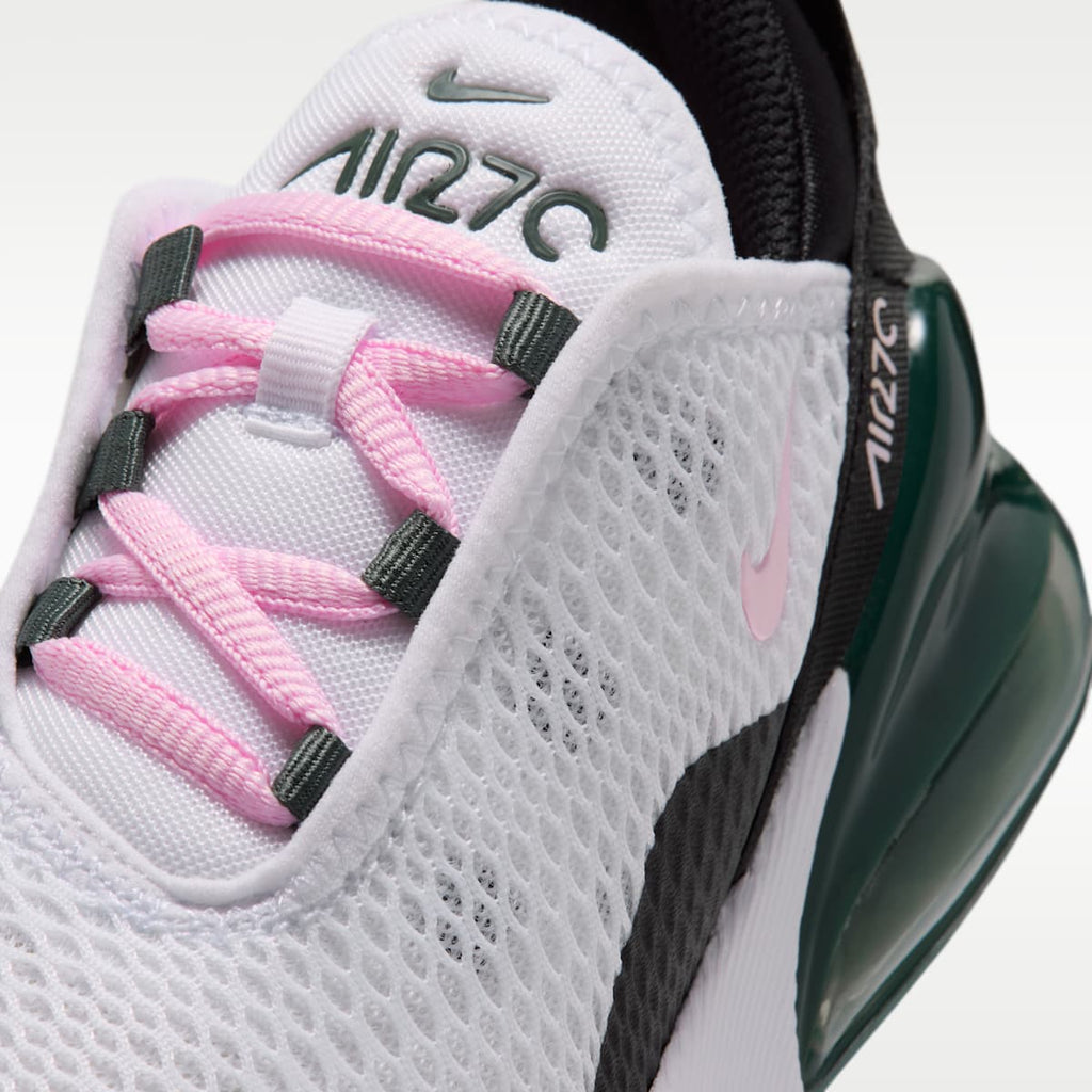 Nike Air Max 270 Little Kids' Shoes - White/Camo Green/Black/Pink Foam