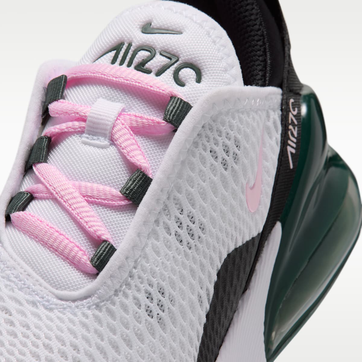 Nike Air Max 270 Little Kids' Shoes - White/Camo Green/Black/Pink Foam