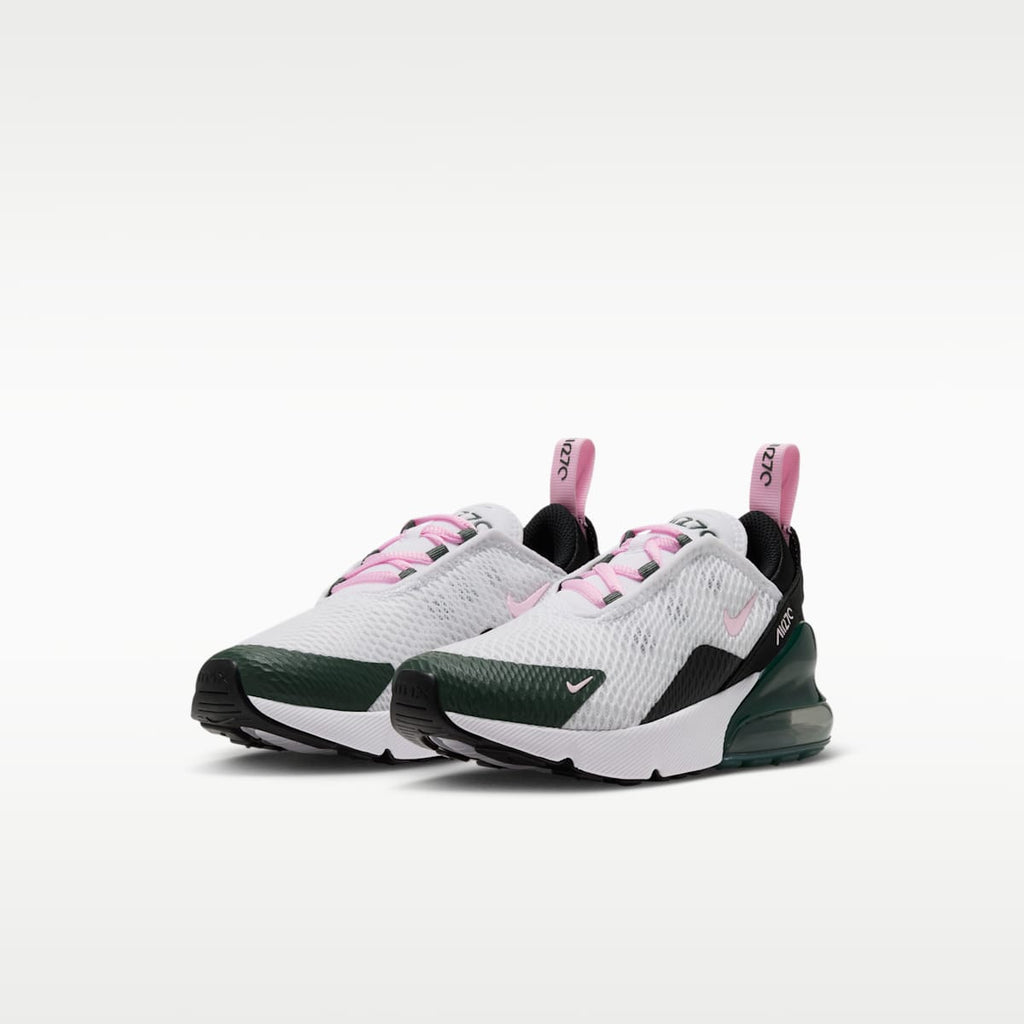 Nike Air Max 270 Little Kids' Shoes - White/Camo Green/Black/Pink Foam