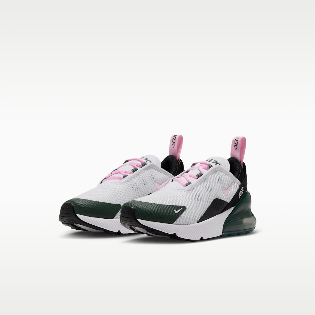Nike Air Max 270 Little Kids' Shoes - White/Camo Green/Black/Pink Foam