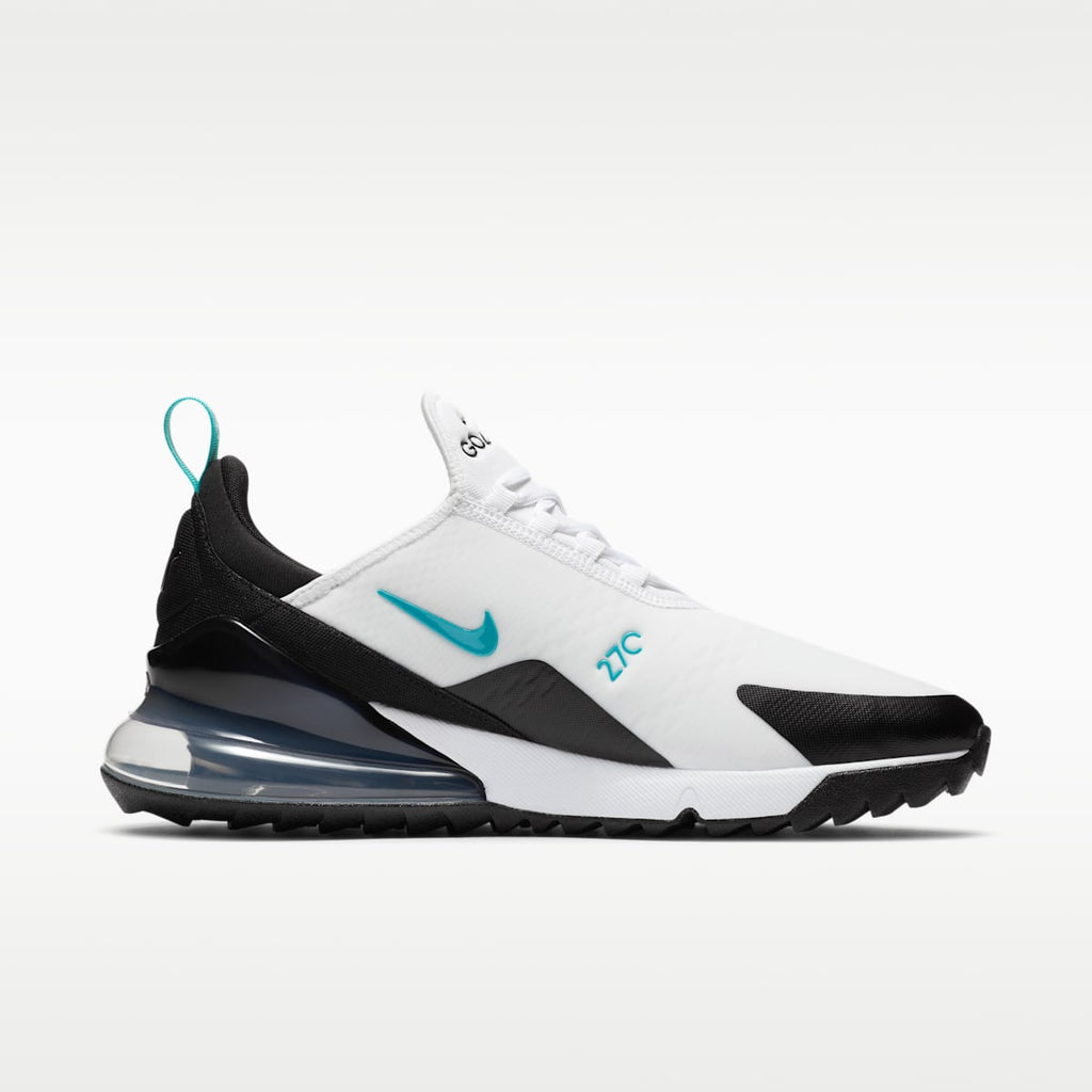 Women's Nike Air Max 270 G Golf Shoe - White/Black/Metallic Silver/Dusty Cactus