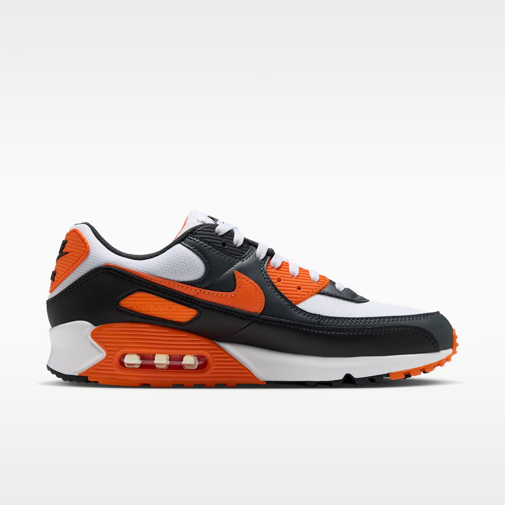 Nike Air Max 90 Men's Shoes - White/Black/Dark Smoke Grey/Safety Orange - Image 3