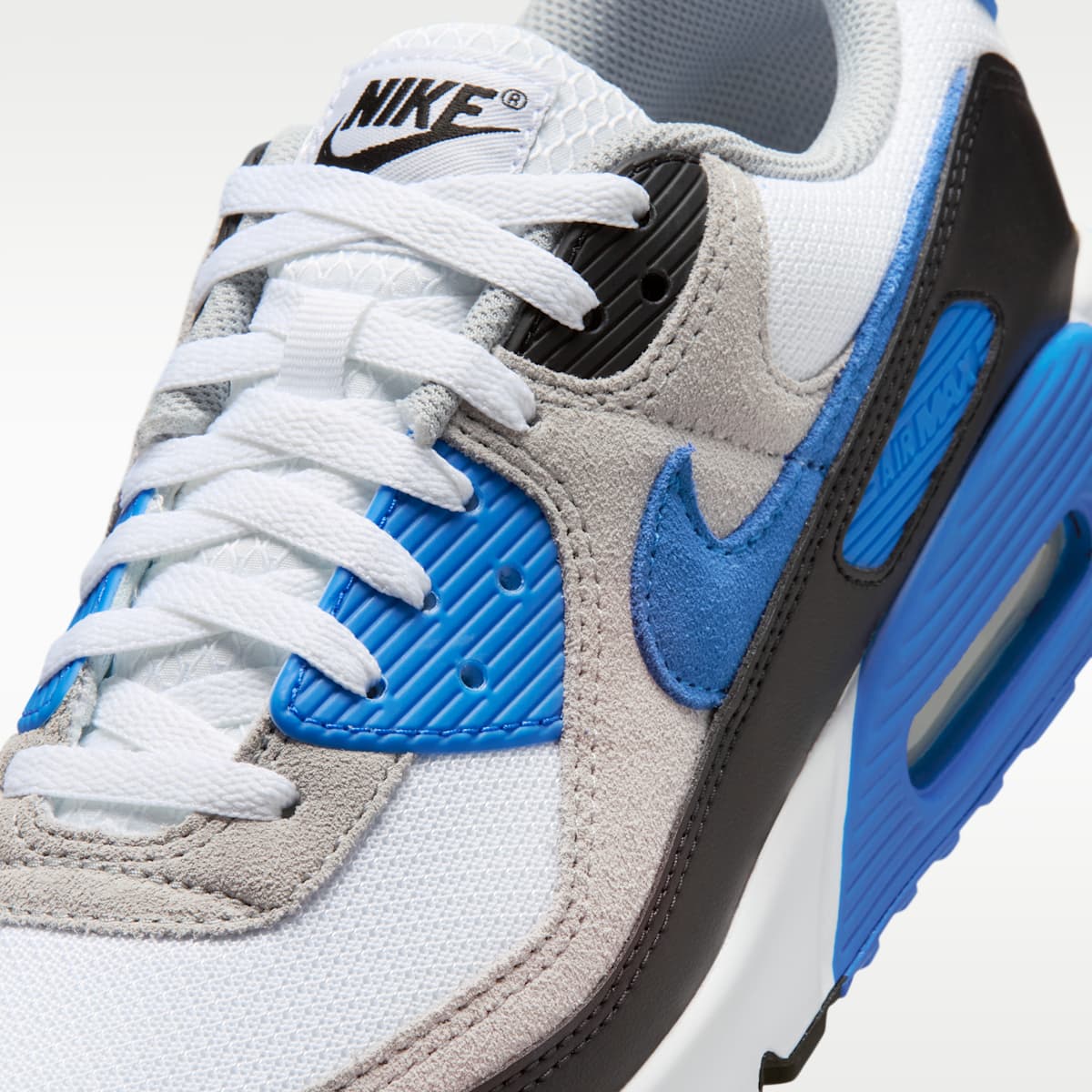 Nike Air Max 90 Men's Shoes - White/Light Smoke Grey/Black/Blue Crystal - Image 7