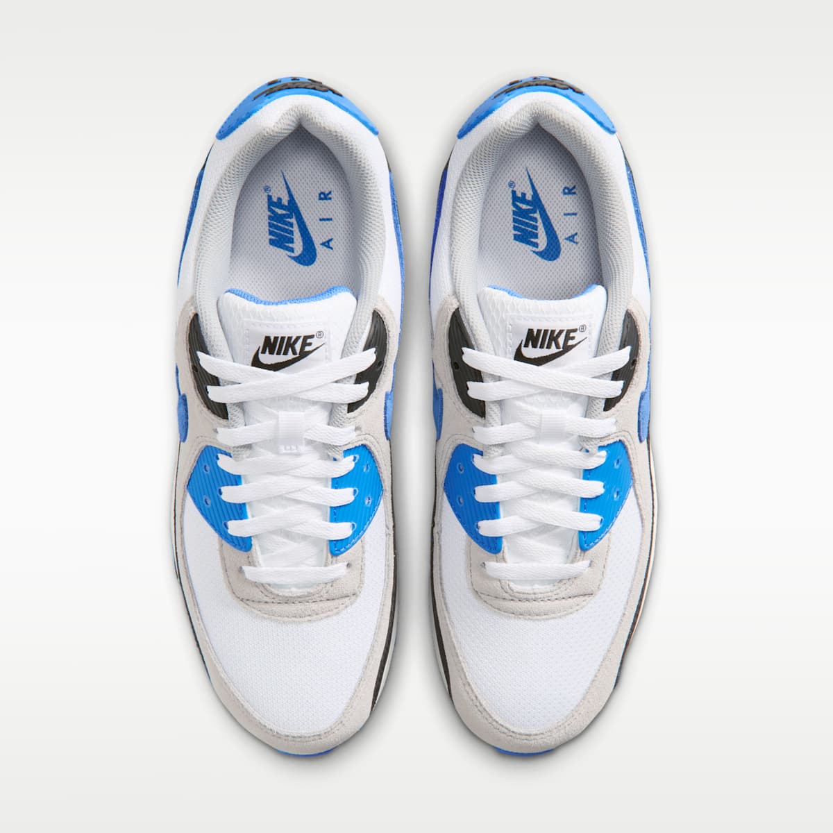 Nike Air Max 90 Men's Shoes - White/Light Smoke Grey/Black/Blue Crystal - Image 4
