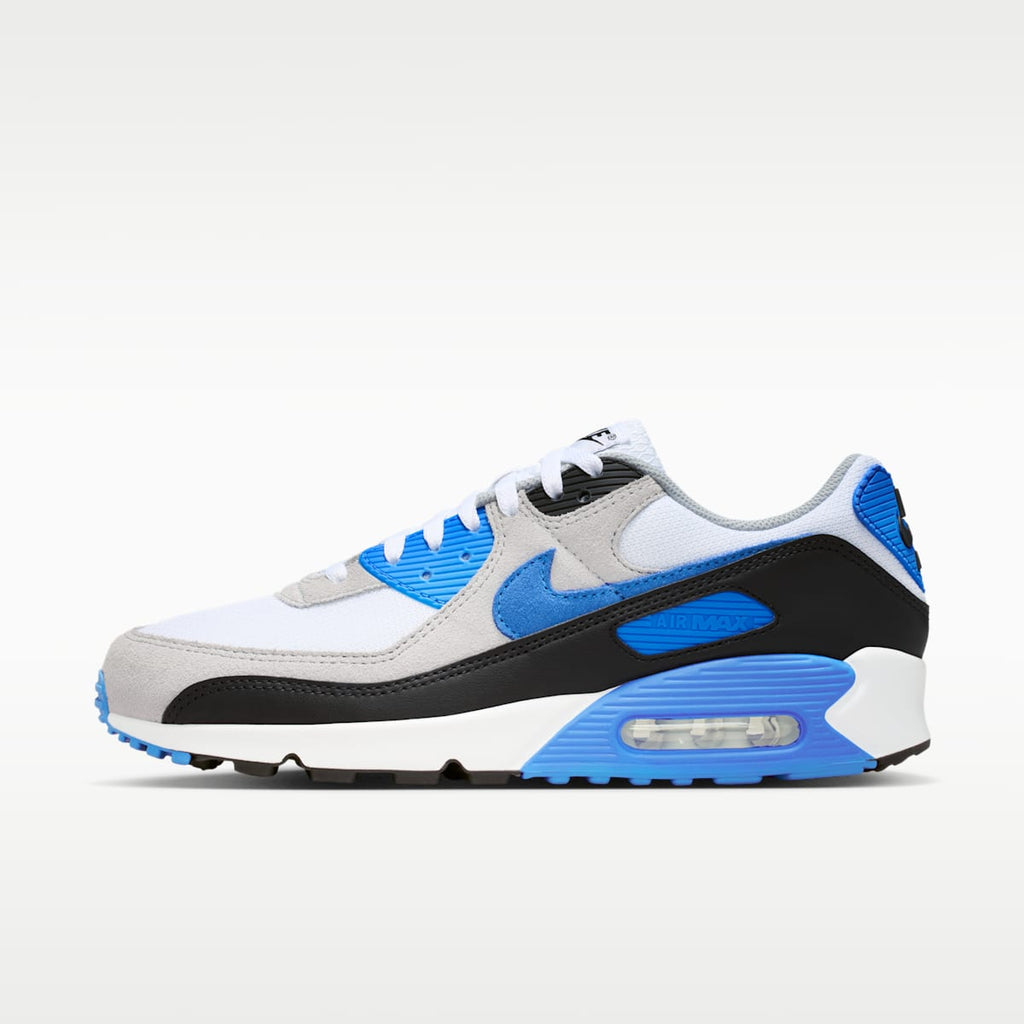Nike Air Max 90 Men's Shoes - White/Light Smoke Grey/Black/Blue Crystal - Image 1