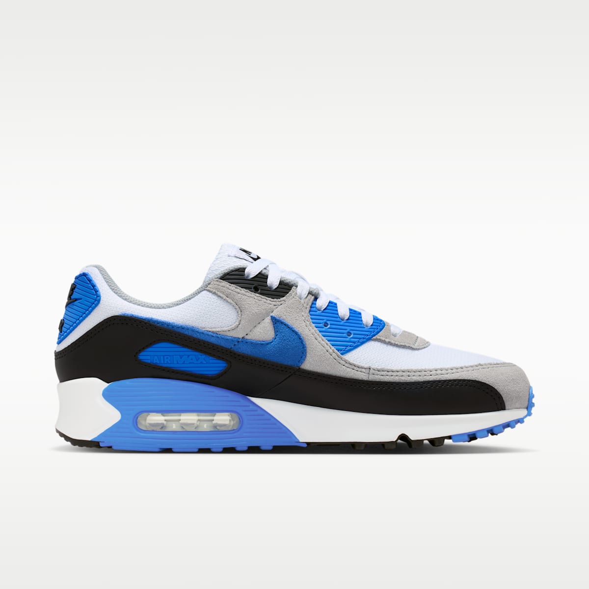 Nike Air Max 90 Men's Shoes - White/Light Smoke Grey/Black/Blue Crystal - Image 3