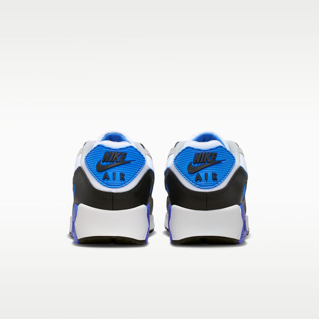Nike Air Max 90 Men's Shoes - White/Light Smoke Grey/Black/Blue Crystal - Image 6