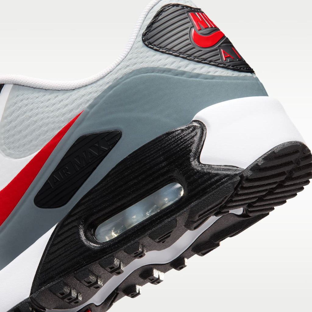 Nike Air Max 90 G Golf Shoes - White/Light Smoke Grey/Fire Red - Image 8