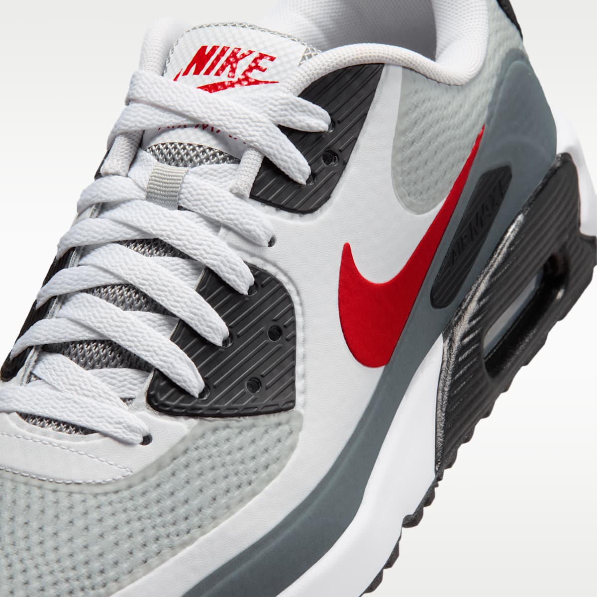 Nike Air Max 90 G Golf Shoes - White/Light Smoke Grey/Fire Red - Image 7