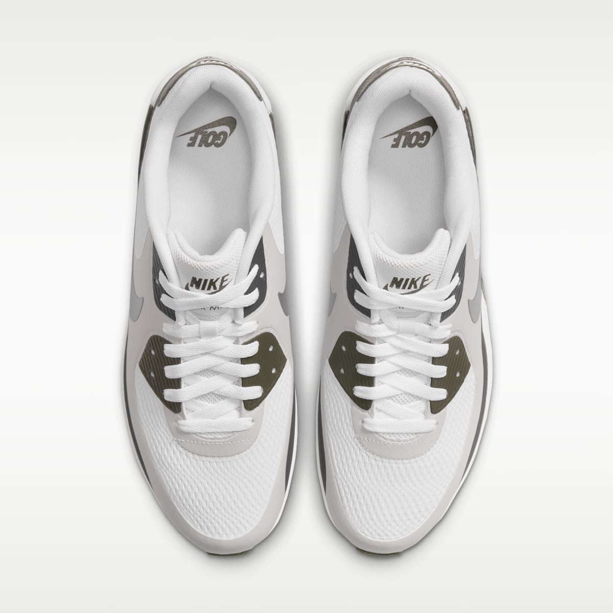 Women's Nike Air Max 90 G Golf Shoes - White/Medium Olive/Vast Grey/Metallic Silver