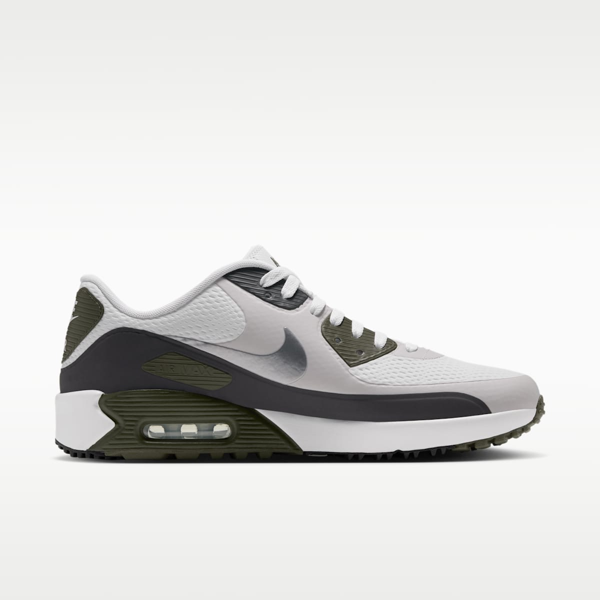 Nike Air Max 90 G Golf Shoes - White/Medium Olive/Vast Grey/Metallic Silver - Image 3