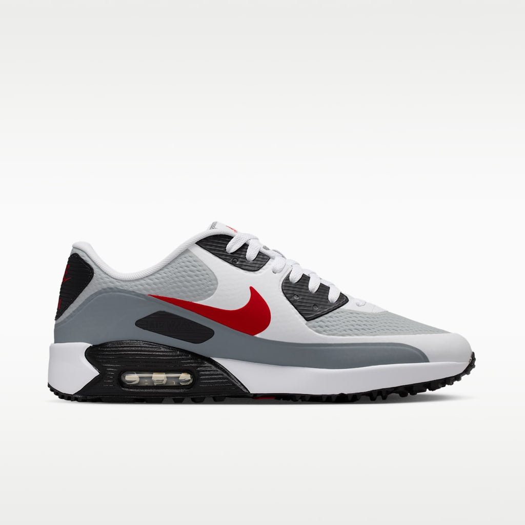 Nike Air Max 90 G Golf Shoes - White/Light Smoke Grey/Fire Red - Image 3