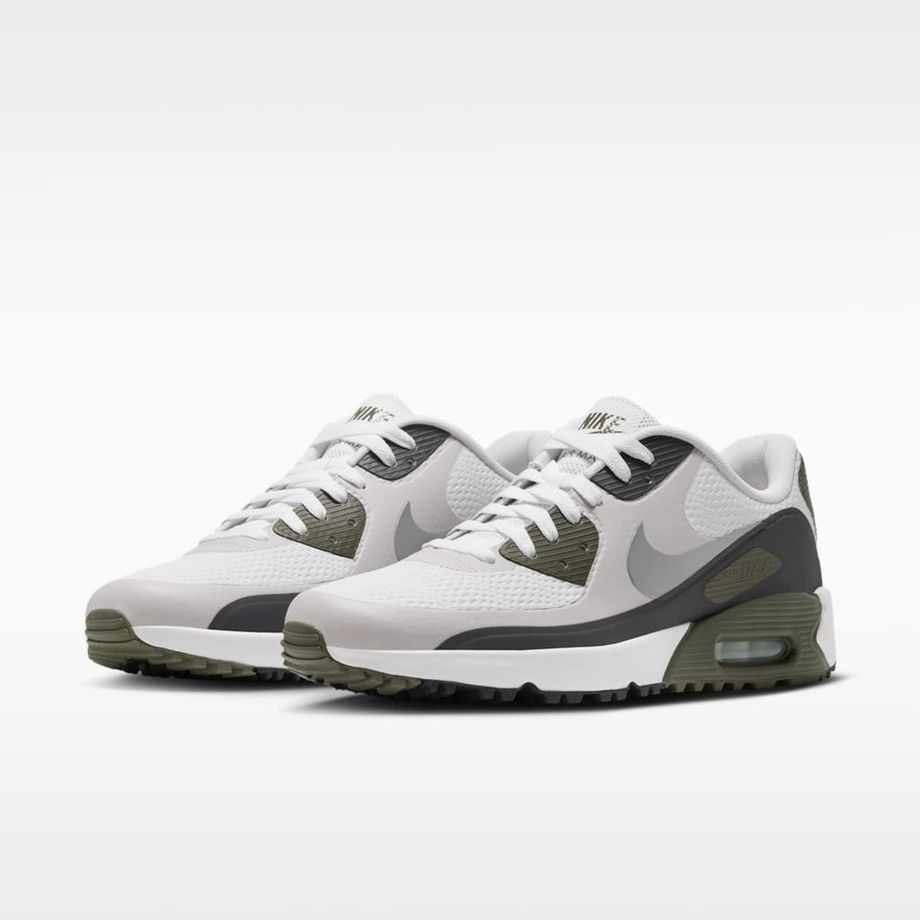 Nike Air Max 90 G Golf Shoes - White/Medium Olive/Vast Grey/Metallic Silver - Image 5