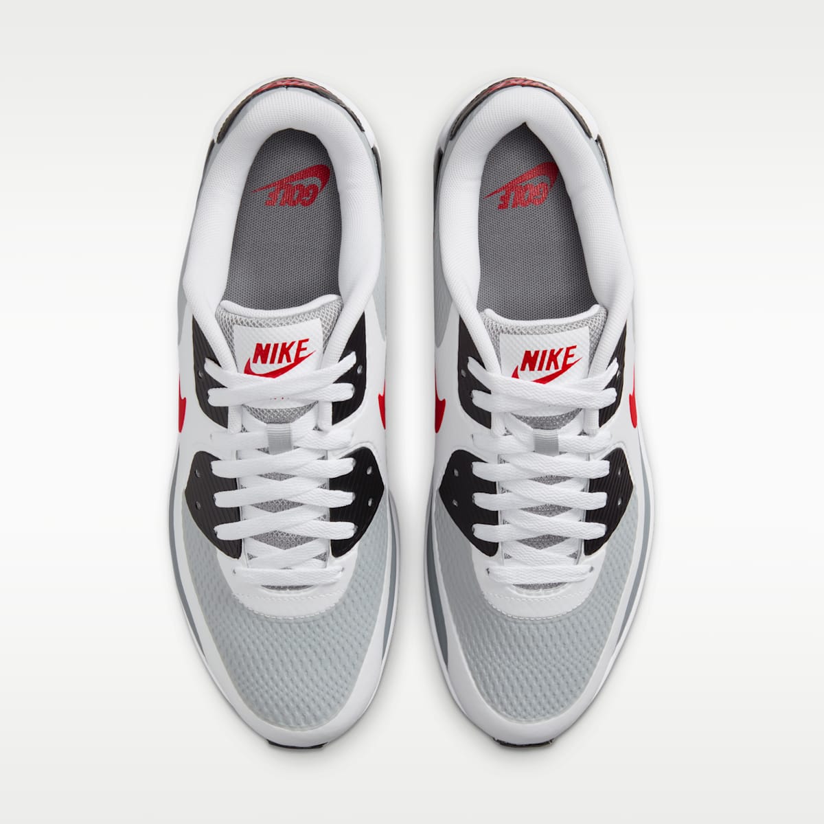 Nike Air Max 90 G Golf Shoes - White/Light Smoke Grey/Fire Red - Image 4