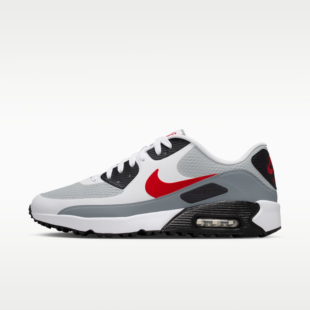 Nike Air Max 90 G Golf Shoes - White/Light Smoke Grey/Fire Red - Image 1