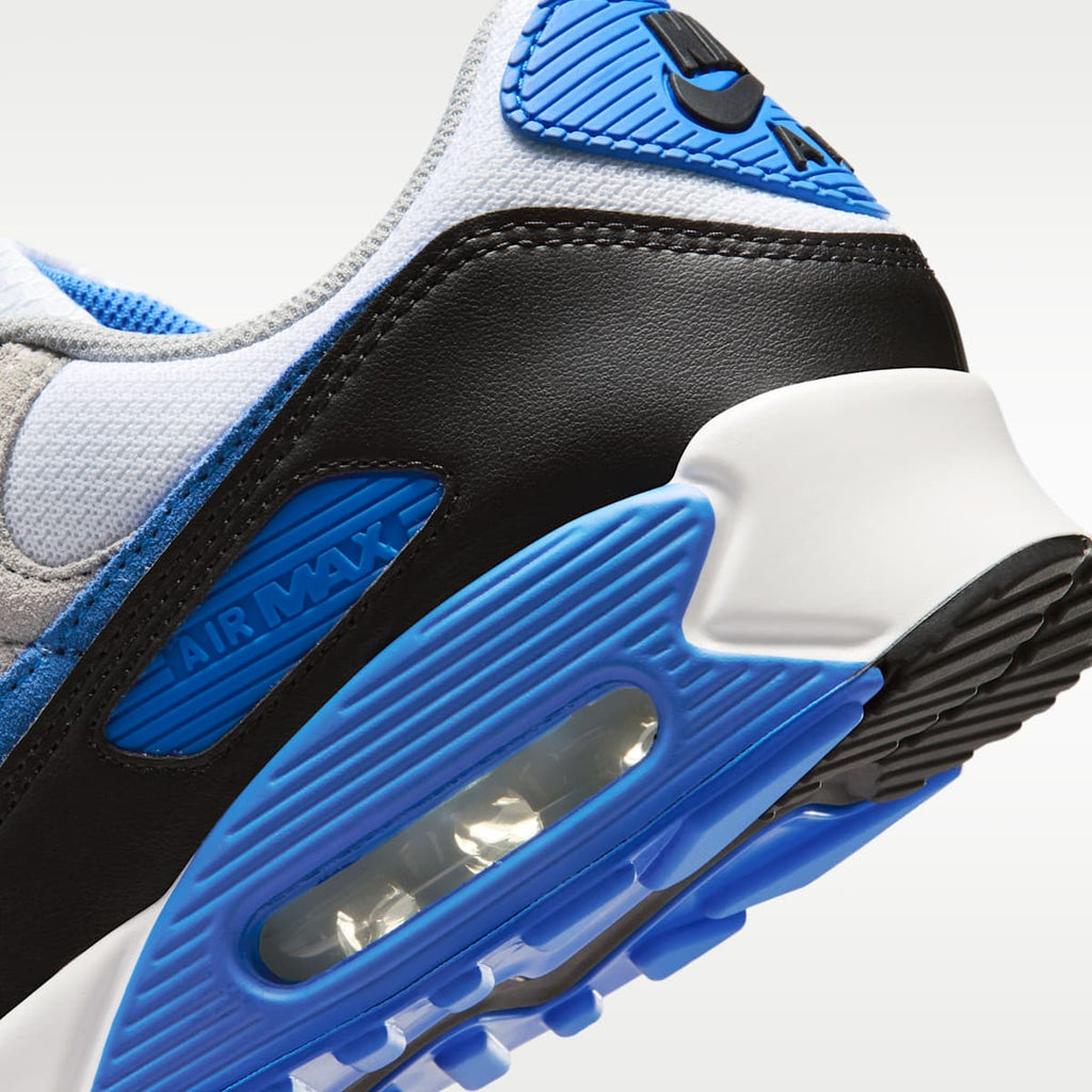 Nike Air Max 90 Men's Shoes - White/Light Smoke Grey/Black/Blue Crystal - Image 8