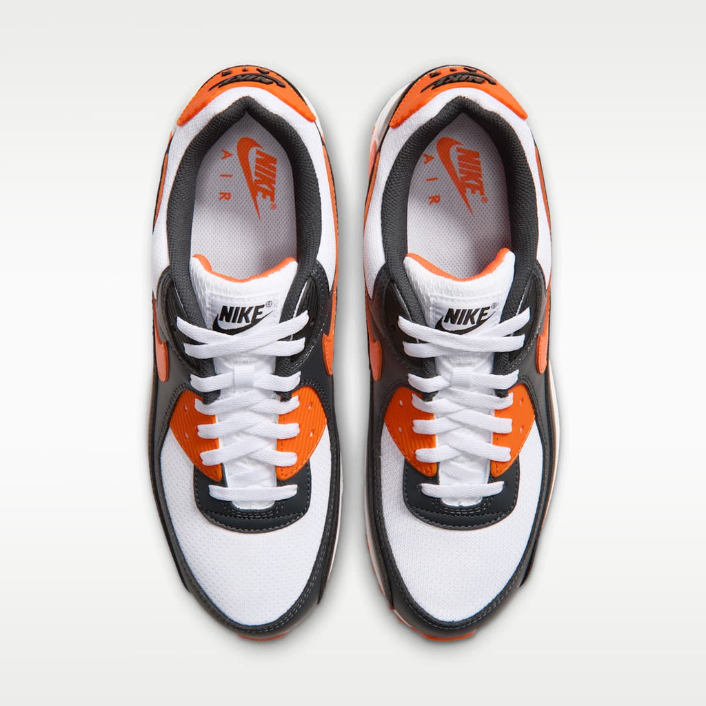 Nike Air Max 90 Men's Shoes - White/Black/Dark Smoke Grey/Safety Orange - Image 4