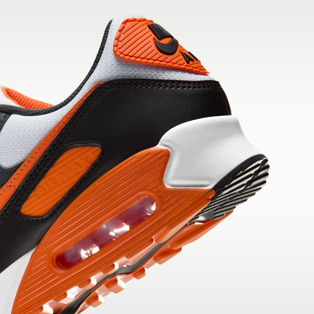 Nike Air Max 90 Men's Shoes - White/Black/Dark Smoke Grey/Safety Orange - Image 8