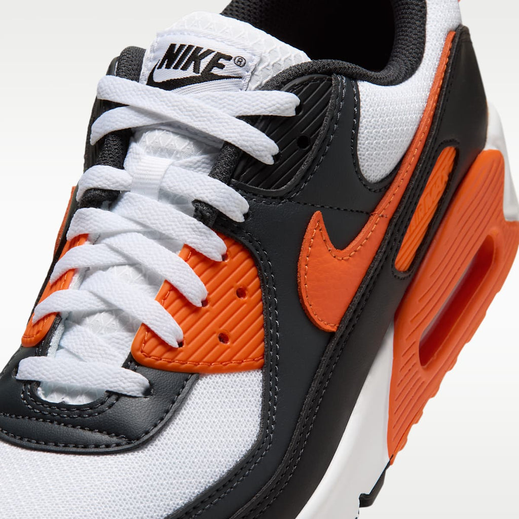 Nike Air Max 90 Men's Shoes - White/Black/Dark Smoke Grey/Safety Orange - Image 7