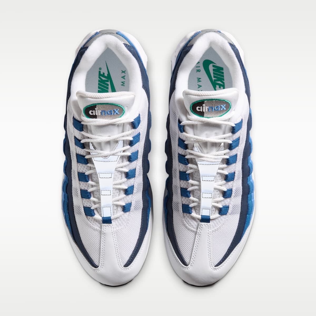 Nike Air Max 95 OG Men's Shoes - White/Lake Blue/French Blue/Emerald Green - Image 4