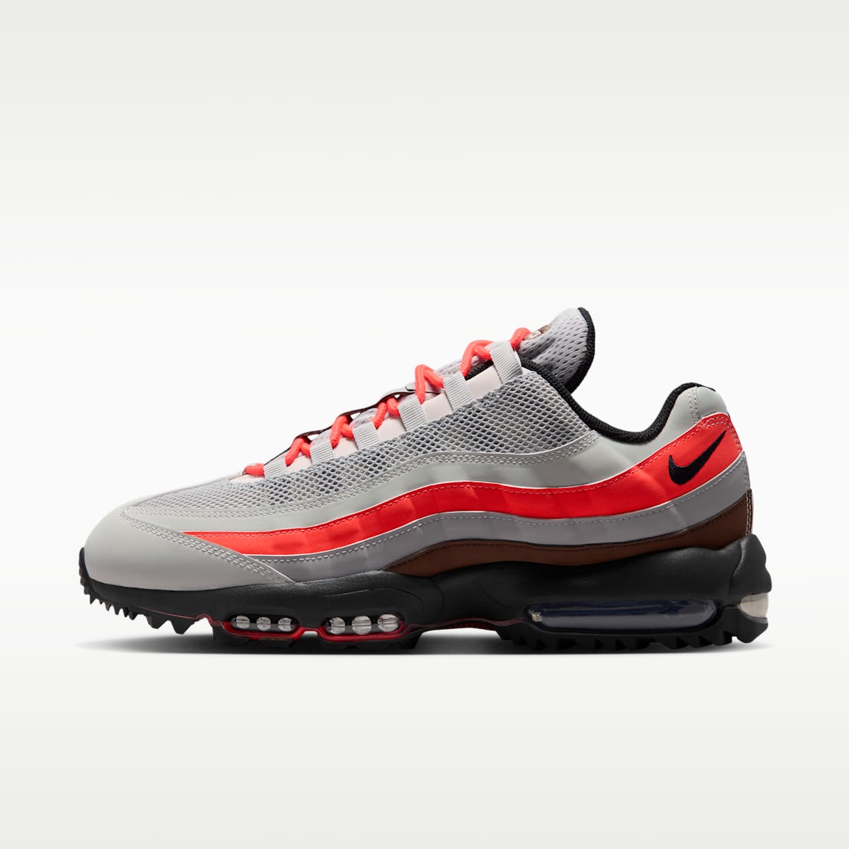Women's Nike Air Max '95 G Golf Shoes - Light Silver/Light Smoke Grey/Bright Crimson/Black