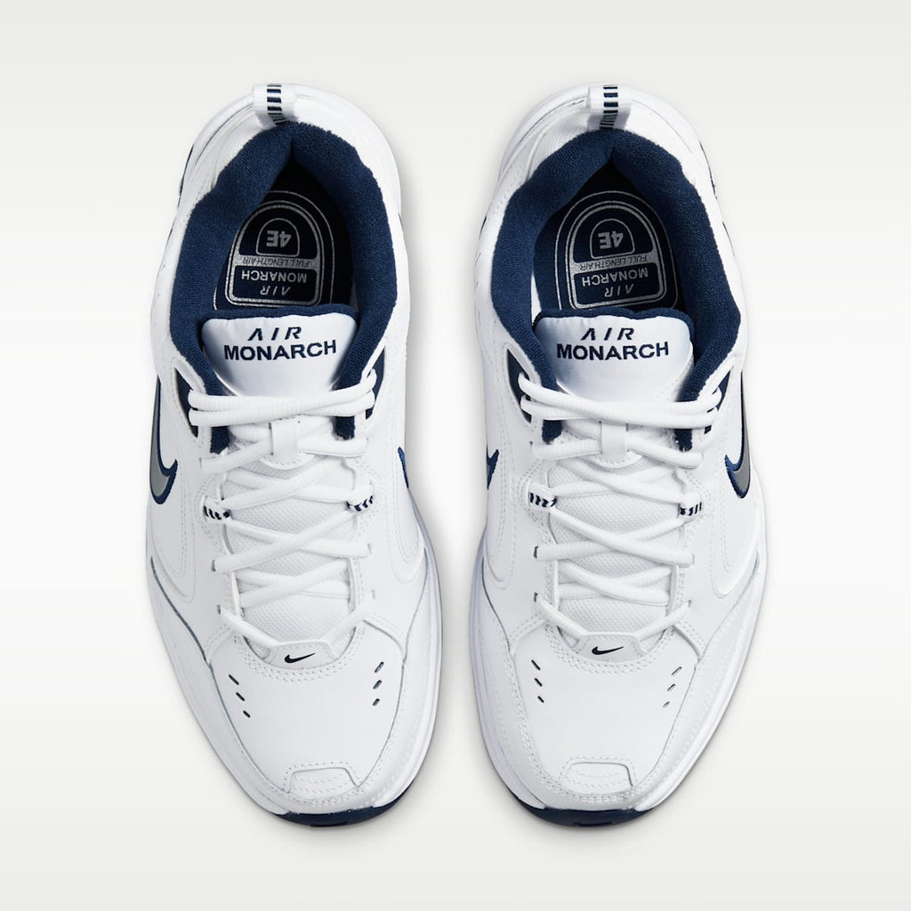 Nike Air Monarch IV Men's Workout Shoes (Extra Wide) - White/Midnight Navy/White/Metallic Silver - Image 4
