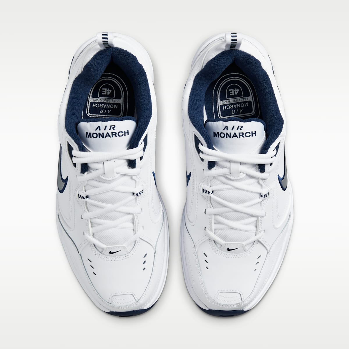 Nike Air Monarch IV Men's Workout Shoes (Extra Wide) - White/Midnight Navy/White/Metallic Silver - Image 4
