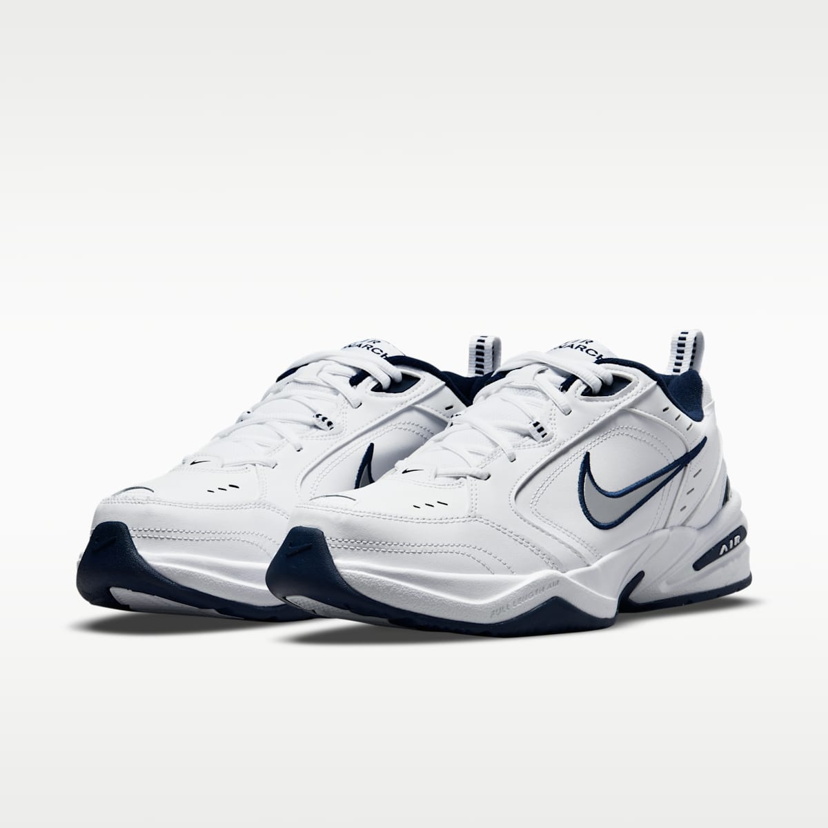 Nike Air Monarch IV Men's Workout Shoes (Extra Wide) - White/Midnight Navy/White/Metallic Silver - Image 5