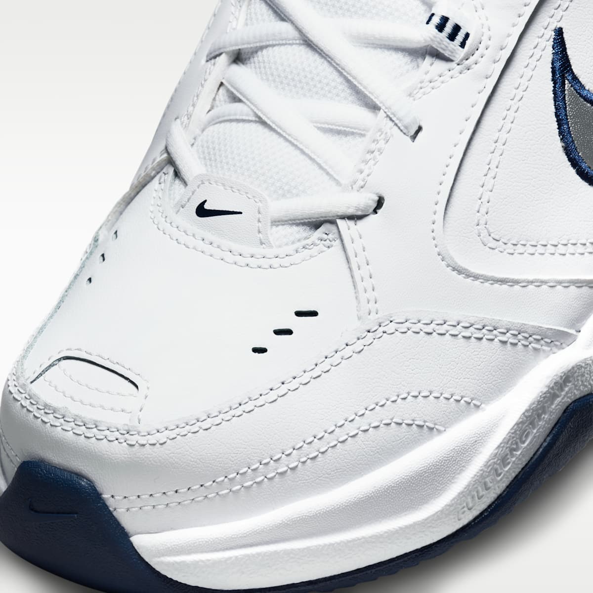 Nike Air Monarch IV Men's Workout Shoes (Extra Wide) - White/Midnight Navy/White/Metallic Silver - Image 7