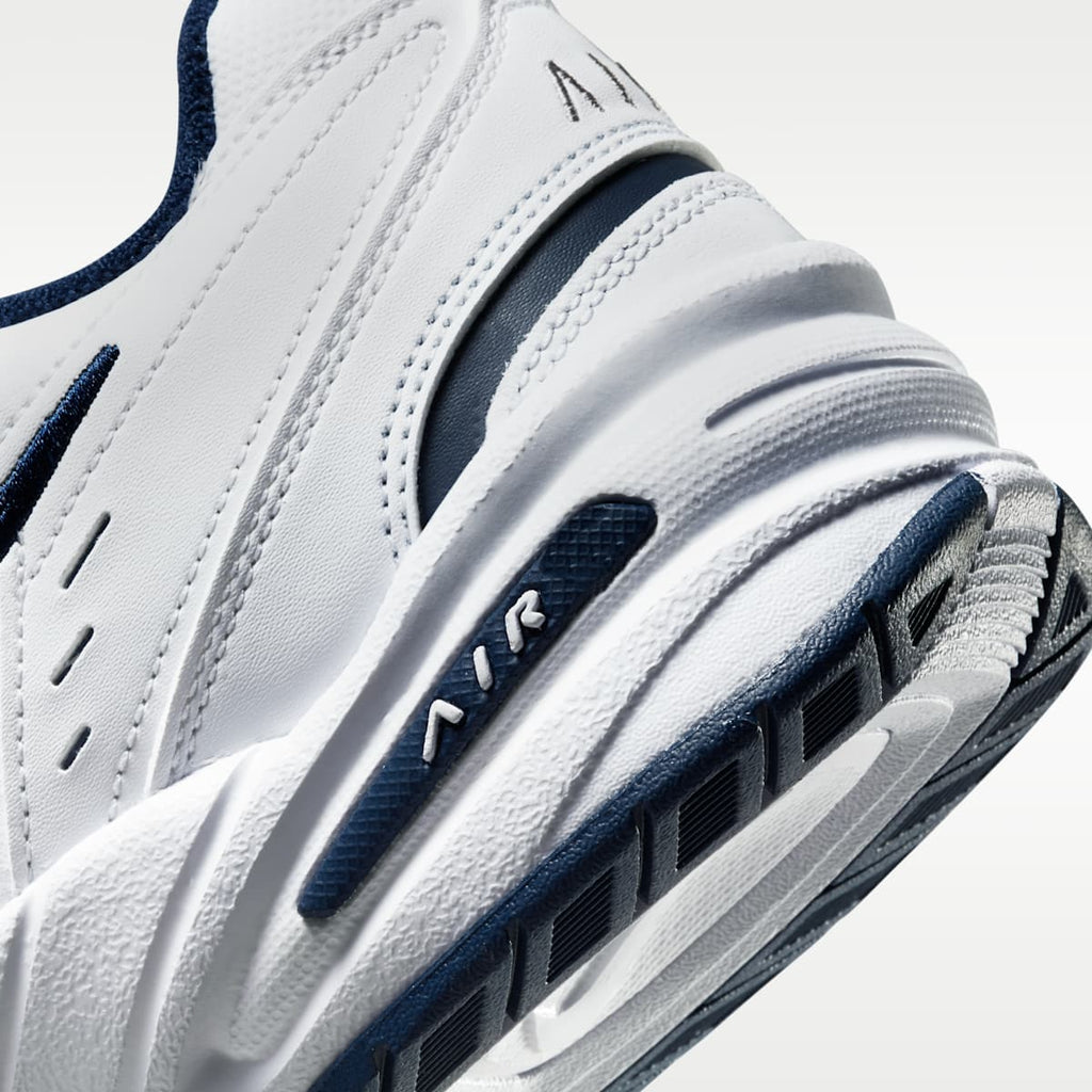 Nike Air Monarch IV Men's Workout Shoes (Extra Wide) - White/Midnight Navy/White/Metallic Silver - Image 8