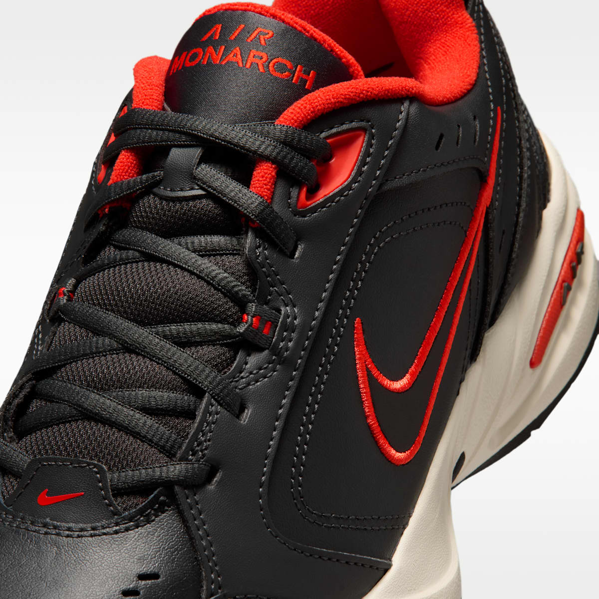 Nike Air Monarch IV Men's Workout Shoes - Dark Smoke Grey/Picante Red/Pale Ivory/Black - Image 7