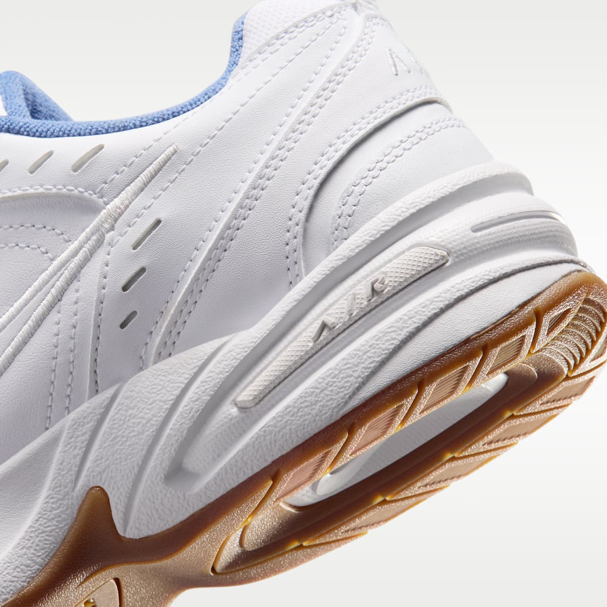 Nike Air Monarch IV Men's Workout Shoes - White/Indigo Storm/Gum Light Brown/White - Image 8