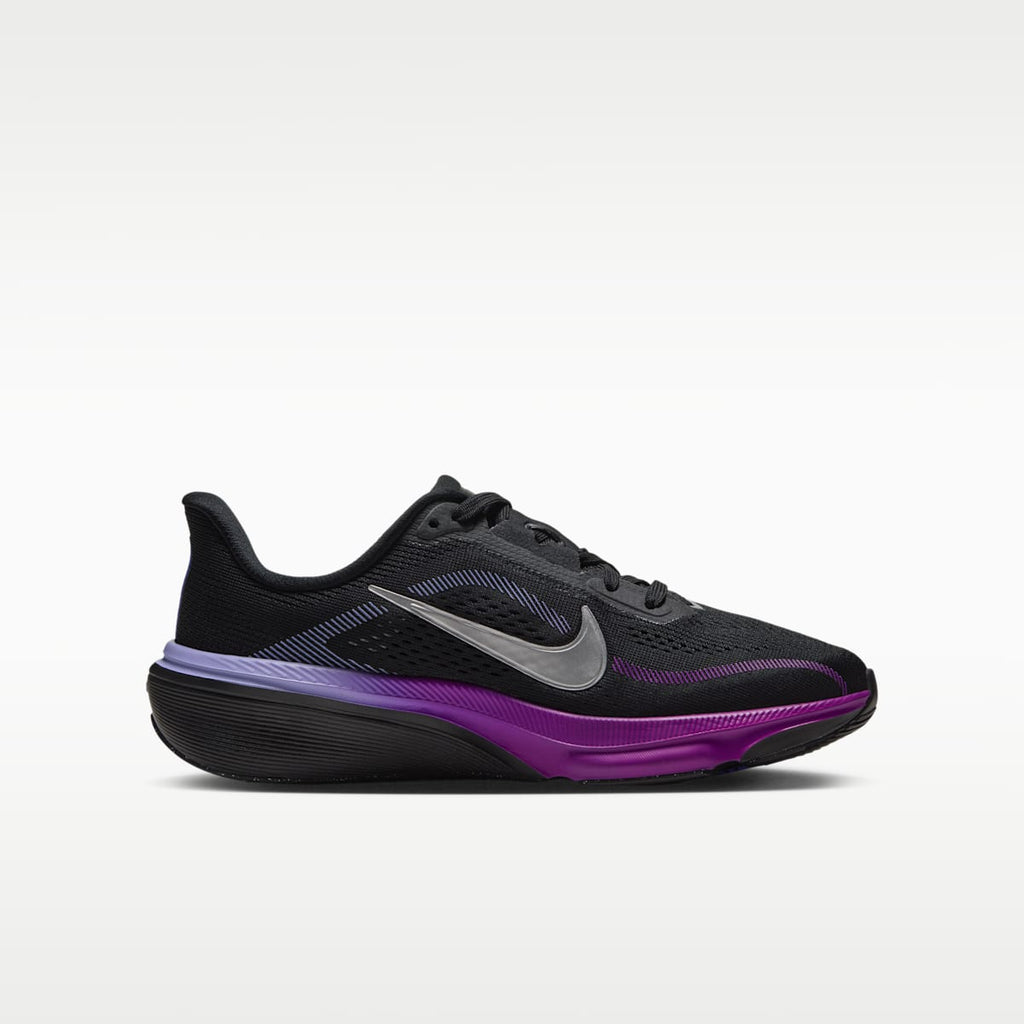 Nike Pegasus 42 Big Kids' Road Running Shoes - Black/Persian Violet/Vivid Purple/Metallic Silver