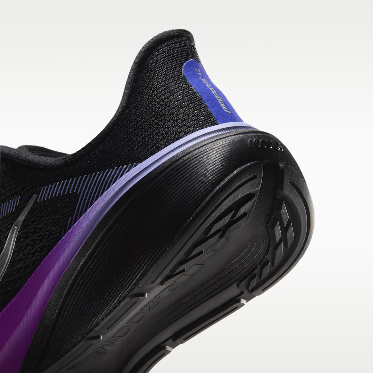 Nike Pegasus 42 Big Kids' Road Running Shoes - Black/Persian Violet/Vivid Purple/Metallic Silver