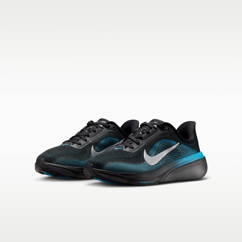 Nike Pegasus 42 Big Kids' Road Running Shoes - Black/Light Current Blue/Anthracite/Metallic Silver