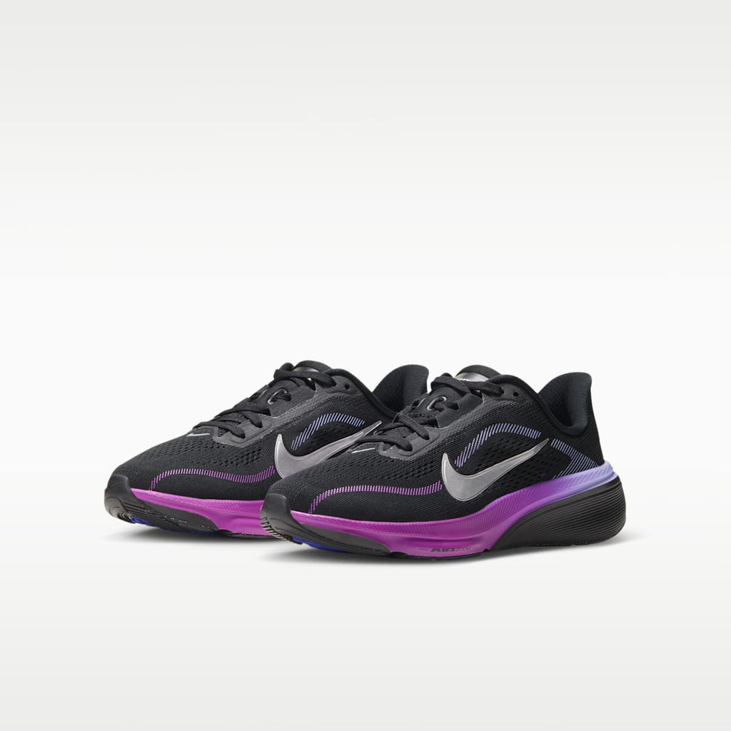 Nike Pegasus 42 Big Kids' Road Running Shoes - Black/Persian Violet/Vivid Purple/Metallic Silver