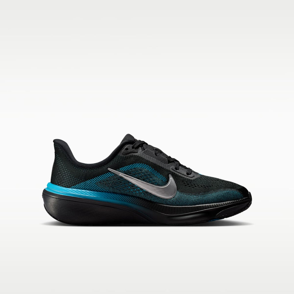 Nike Pegasus 42 Big Kids' Road Running Shoes - Black/Light Current Blue/Anthracite/Metallic Silver