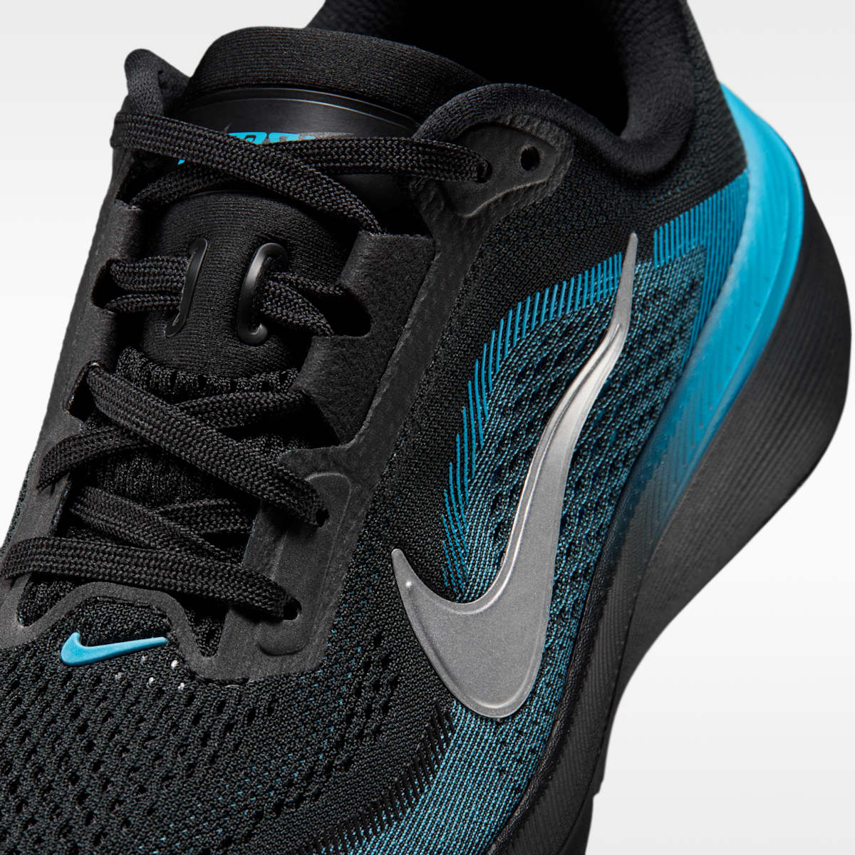Nike Pegasus 42 Big Kids' Road Running Shoes - Black/Light Current Blue/Anthracite/Metallic Silver