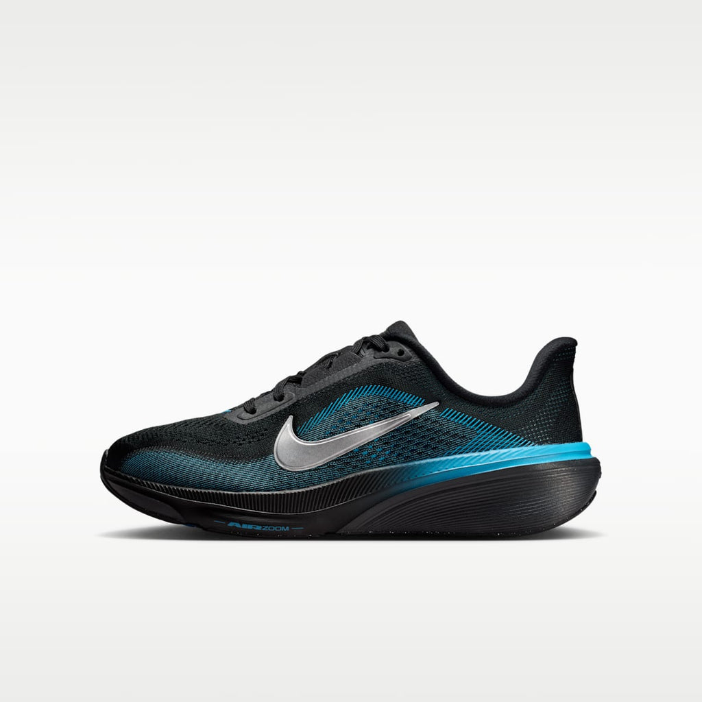 Nike Pegasus 42 Big Kids' Road Running Shoes - Black/Light Current Blue/Anthracite/Metallic Silver