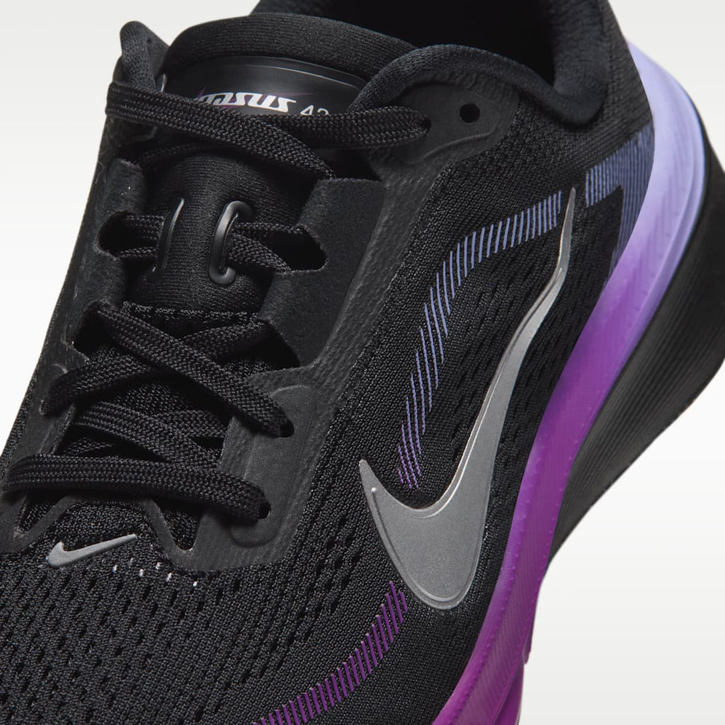 Nike Pegasus 42 Big Kids' Road Running Shoes - Black/Persian Violet/Vivid Purple/Metallic Silver