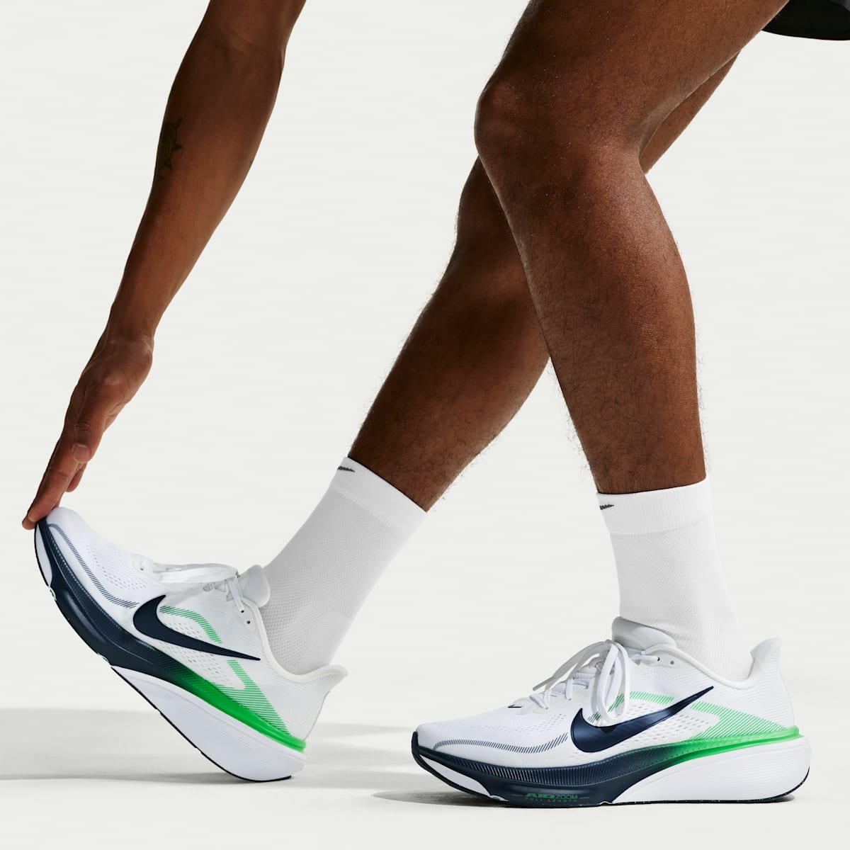 Nike Pegasus 42 Men's Road Running Shoes - White/Green Spark/Midnight Navy - Image 9