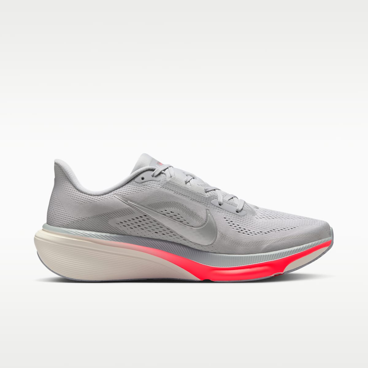Nike Pegasus 42 Men's Road Running Shoes - Wolf Grey/Photon Dust/Flash Crimson/Metallic Silver - Image 3
