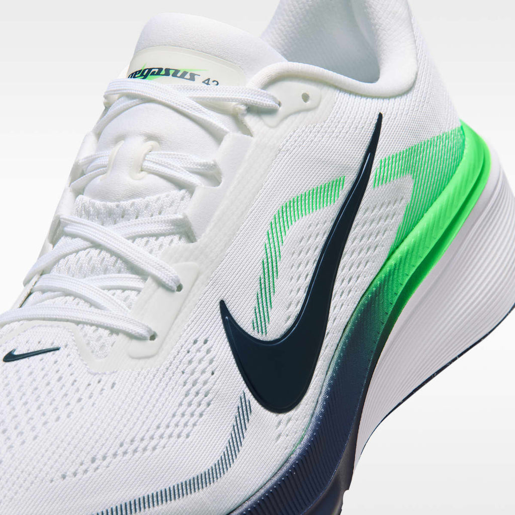 Nike Pegasus 42 Men's Road Running Shoes - White/Green Spark/Midnight Navy - Image 7